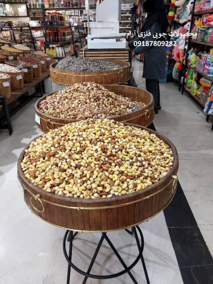 سبد چوبی بزرگ آجیل کد 86 | بشکه چوبی آجیل | سطل چوبی مناسب خوشکبار